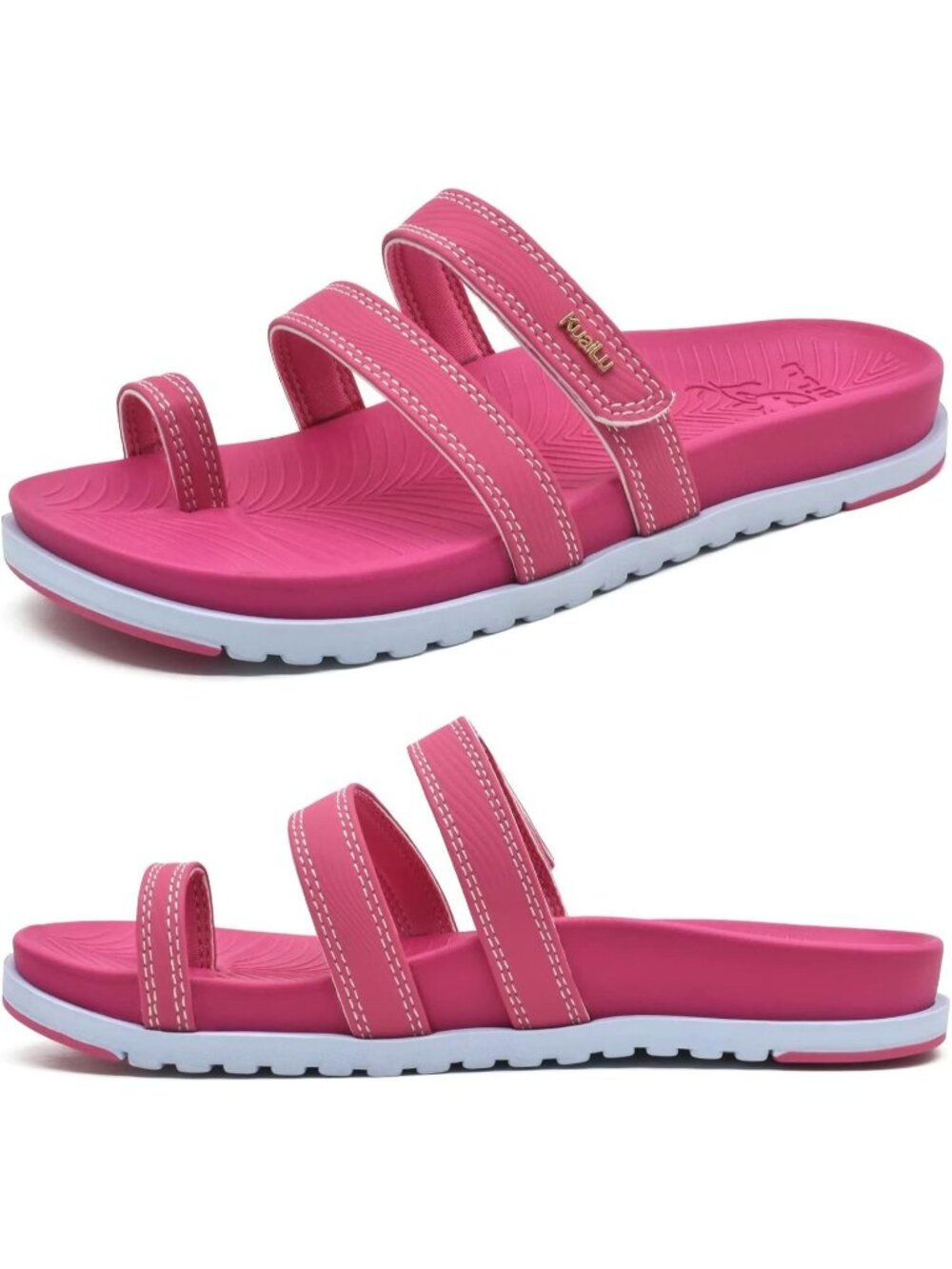 Women's Dark Pink Slides Sandals With Arch Support Comfort Plantar Fasciitis